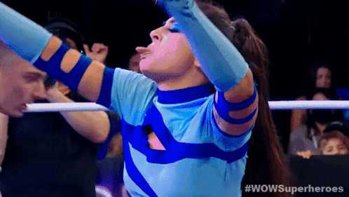 Tongue Out Robbie Rocket GIF - Tongue Out Robbie Rocket Wow Women Of Wrestling GIFs