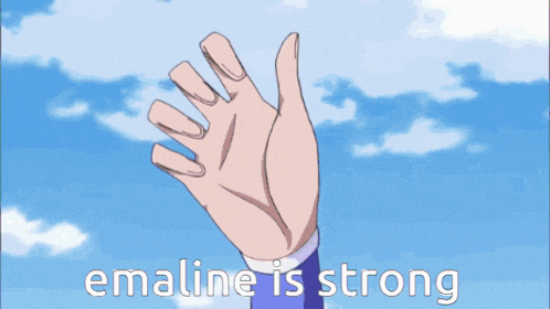 a picture of a hand with the words " emaline is strong " written below it