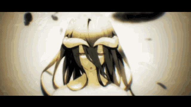 a close up of a girl with horns on her face