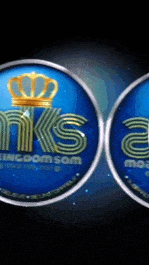 two blue circles with the words mks kingdom sam written on them