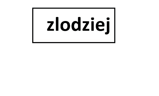 a black and white sign that says zlodziej