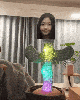 a cactus with a woman 's face in the middle