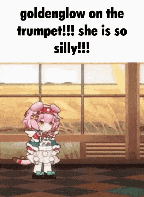 Goldenglow Arknights Trumpet Christmas Outfit Silly Meme Gif GIF - Goldenglow Arknights Trumpet Christmas Outfit Silly Meme Gif GIFs