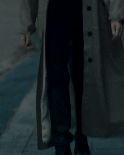 a woman wearing a trench coat and sunglasses looks at the camera