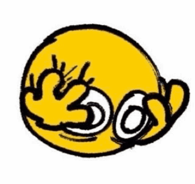 a cartoon drawing of a yellow smiley face with a broken nose .