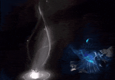 a computer generated image of a woman in a blue dress holding a blue sword