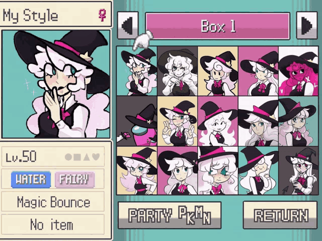 a screenshot of a video game with a girl in a witch outfit
