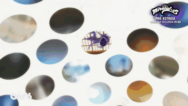 a poster for miraculous shows a cartoon character in a circle