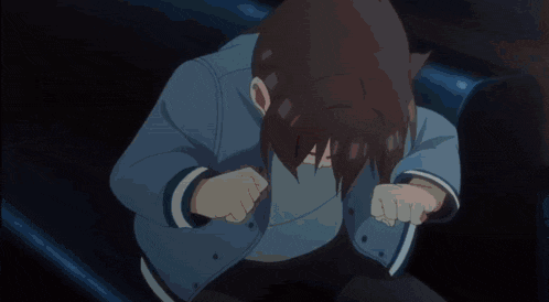 a pixelated drawing of a person covering their face with a blanket