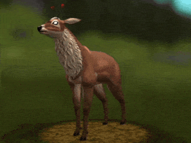 a cartoon drawing of a deer with red antennae