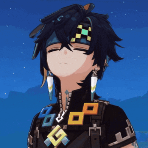 a cartoon character with a necklace that says g