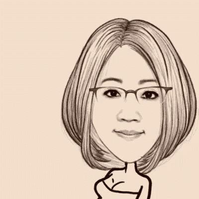 a black and white drawing of a woman wearing glasses pointing up with the word no written below her .