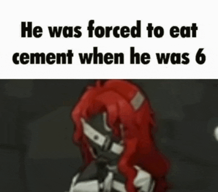 a cartoon of a person being forced to eat cement when he was 6 .