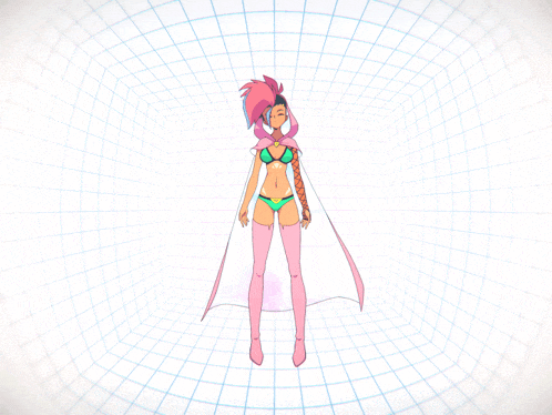 a cartoon drawing of a girl in a bikini