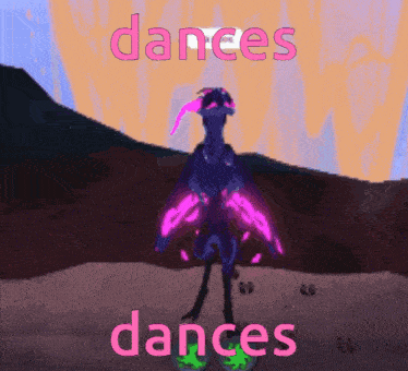 a drawing of a dragon with the words " dances dances " above it