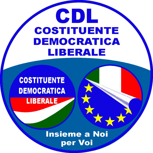 a blue and white circle with the words cdl written on it