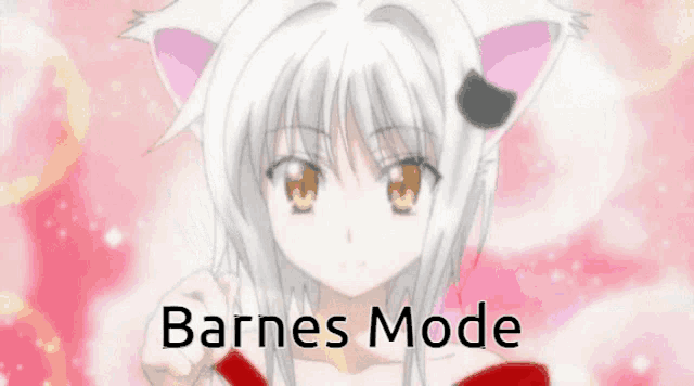 a picture of a anime girl with cat ears and the words barnes mode below her