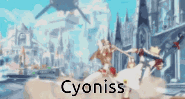 a video game scene with the word cyoniss on the bottom .