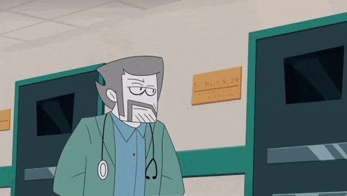 a cartoon doctor stands in front of a sign that says dr. march 9 29 on it