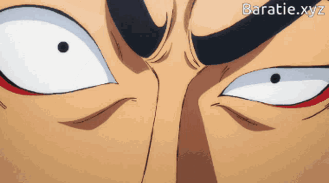 a close up of a man 's face with the words baratie.xyz written below it