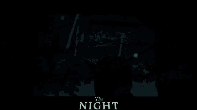 a movie poster for the night shows a man in a dark room