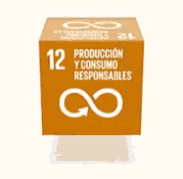 a brown cube with the words produccion y consumo responsables on it
