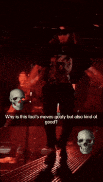 a snapchat of a man on stage with the caption " why is this fool 's moves goofy "