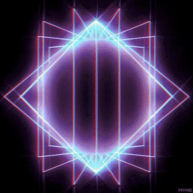 a computer generated image of a glowing geometric pattern with the numbers 9999ad at the bottom