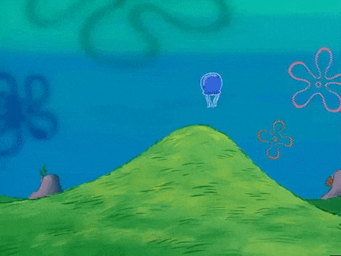 a cartoon character named spongebob is holding a fishing net