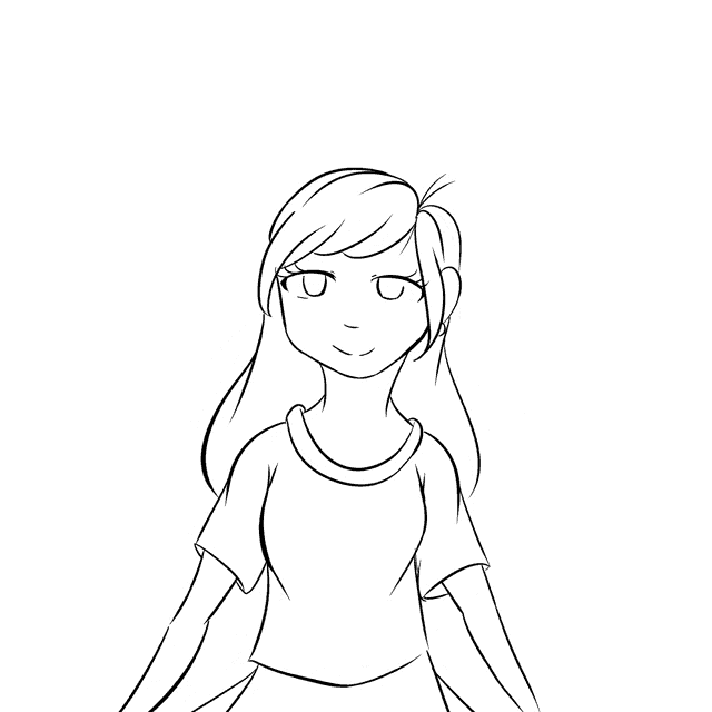 a black and white drawing of a girl with her eyes closed and her hands folded