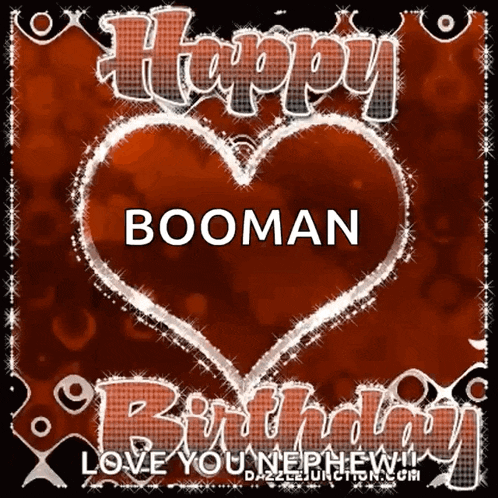 a birthday card for booman with a heart in the background