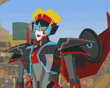 a cartoon drawing of a robot with a wheel on the back of it