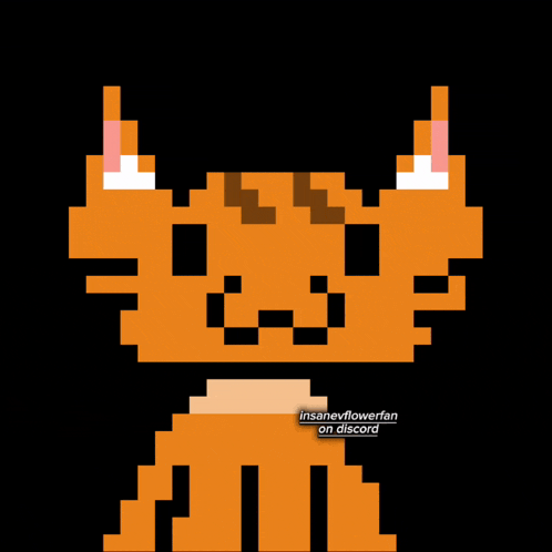 a pixel art of a cat with the words insaneflowerfan on the bottom