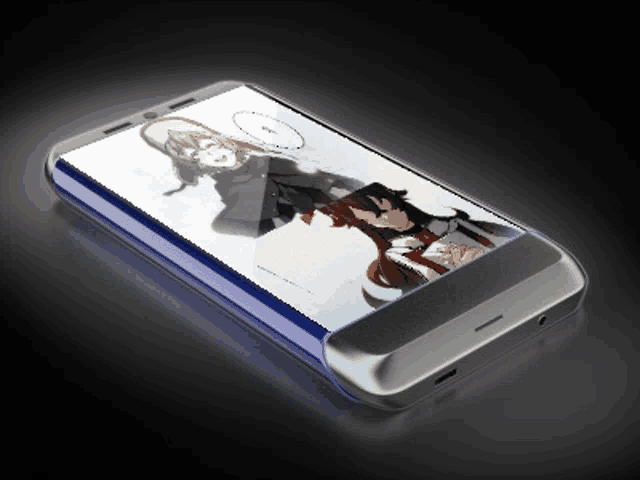 a phone with a picture of a girl on it