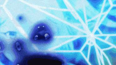 a blue background with a spider web and lines