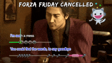 forza friday cancelled is displayed on a screen