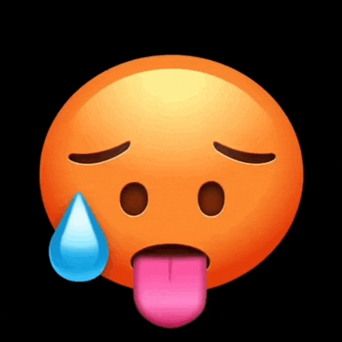 a smiley face with a tear running down its face and a pink tongue sticking out