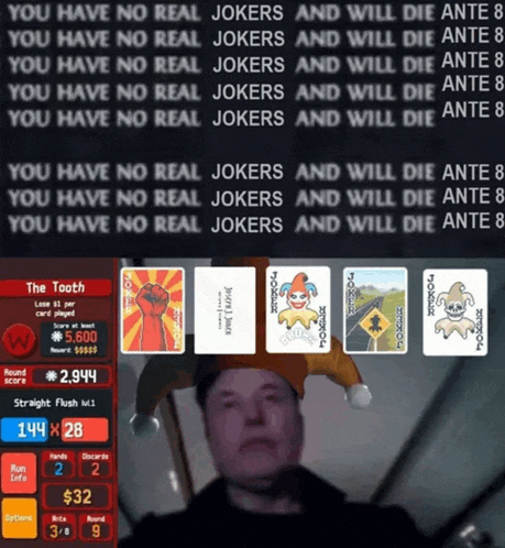 a screenshot of a game called the tooth with a man in a joker hat