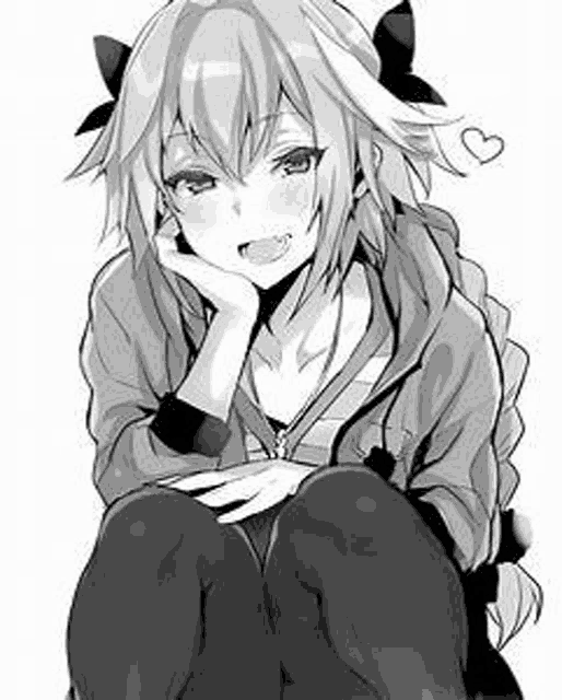 a black and white drawing of a girl sitting on the floor with her hand on her chin .