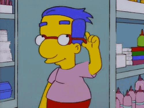 a cartoon character talking on a cell phone while wearing glasses