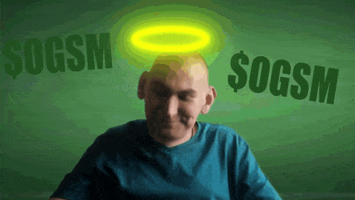 a man with a halo on his head and the words $ ogsm above him