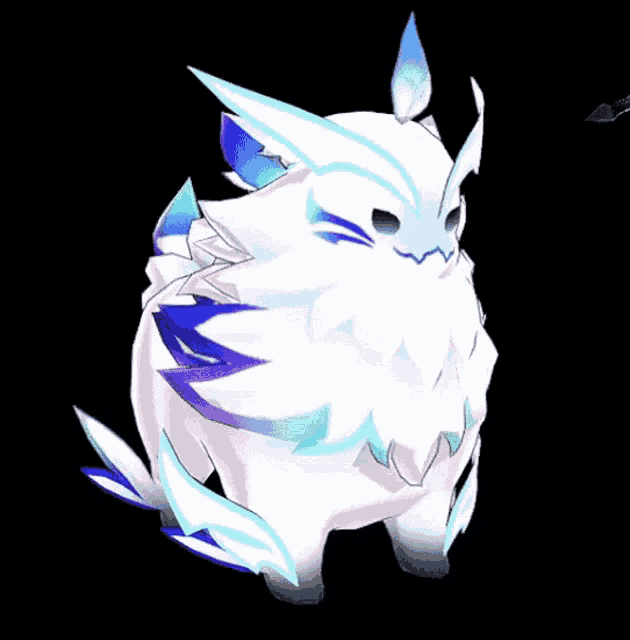 a white animal with blue feathers on it 's head
