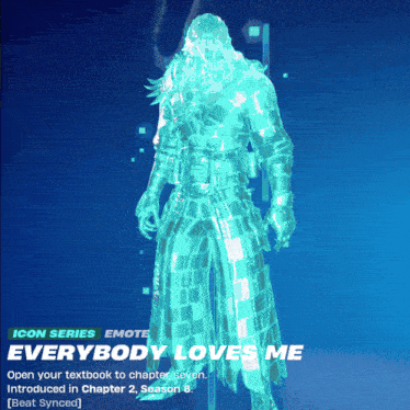 an icon series emote that says everybody loves me on it