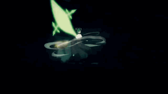 a cartoon character is surrounded by a glowing green circle