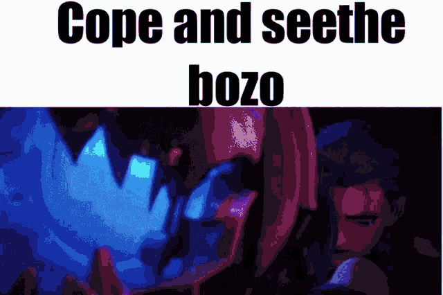 a screenshot of a video game with the words cope and see the bozo