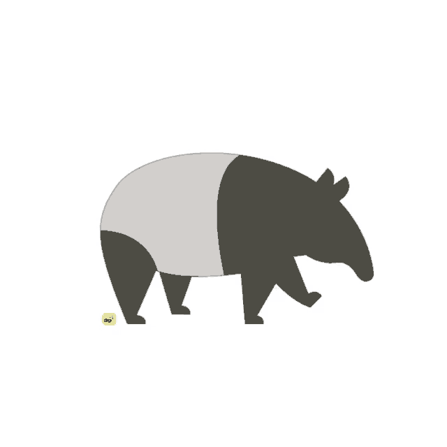 a drawing of a tapir with a yellow sticker on the bottom that says ' ok '
