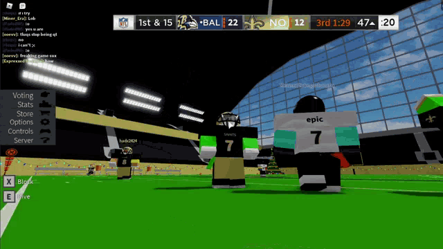 a screenshot of a video game showing a game between the saints and the jets