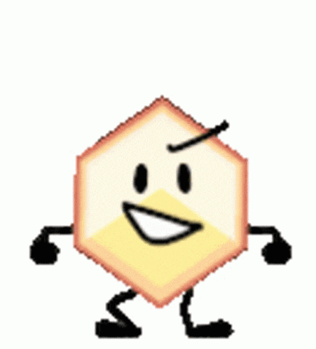 a cartoon character with arms and legs is standing on a white background and smiling .