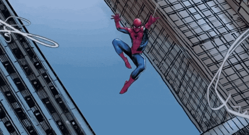 a drawing of a spider man flying through the air