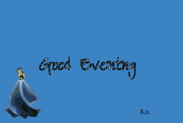 a blue background with the words " good evening " and a candle